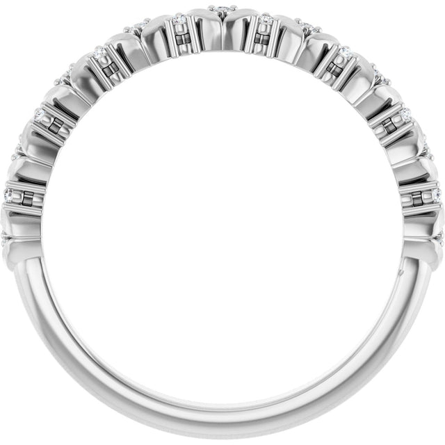 14K Gold Round Natural Diamond Accented Leaf Stackable Ring - view 2