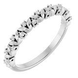 14K Gold Round Natural Diamond Accented Leaf Stackable Ring