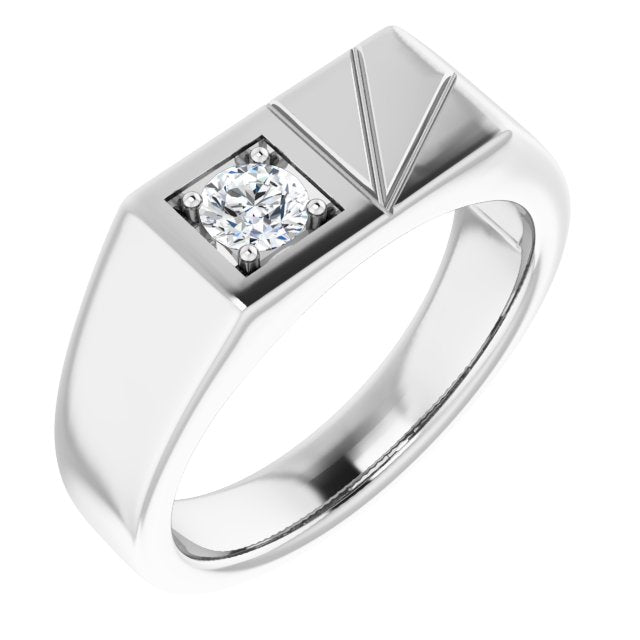 14K Gold Round Natural Diamond Solitaire Ring – 4.3mm Stones - White Gold