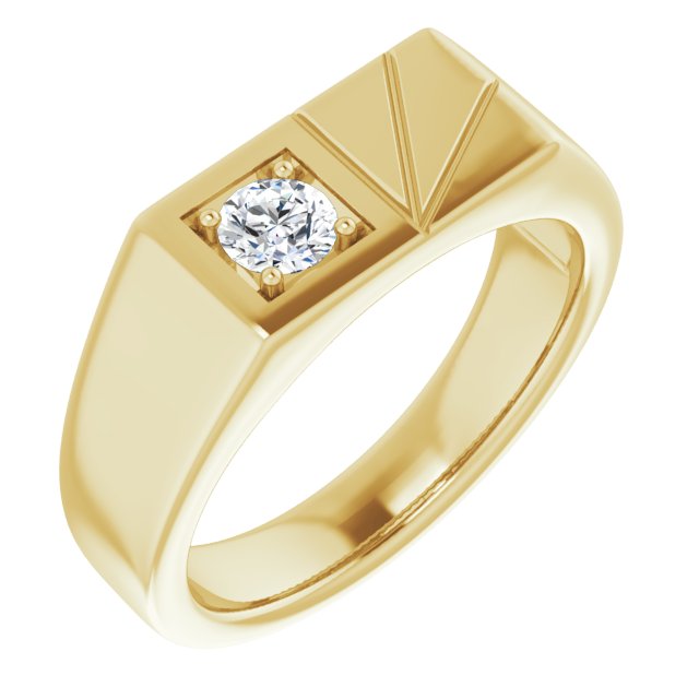 14K Gold Round Natural Diamond Solitaire Ring – 4.3mm Stones - Yellow Gold
