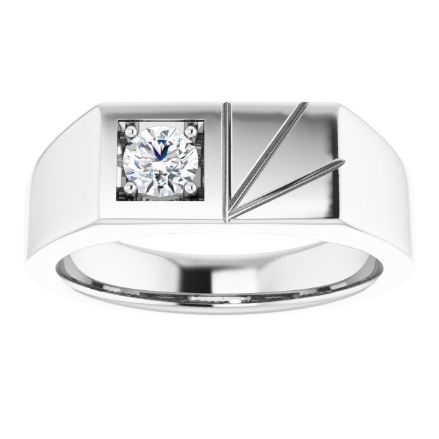 14K Gold Round Natural Diamond Solitaire Ring – 4.3mm Stones - White Gold - view 3