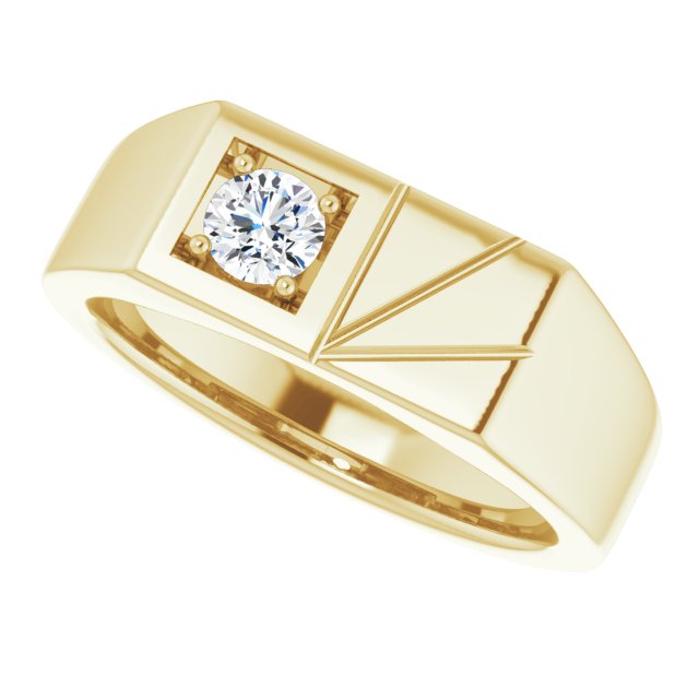 14K Gold Round Lab-Grown Diamond Solitaire Ring - Yellow Gold - view 5