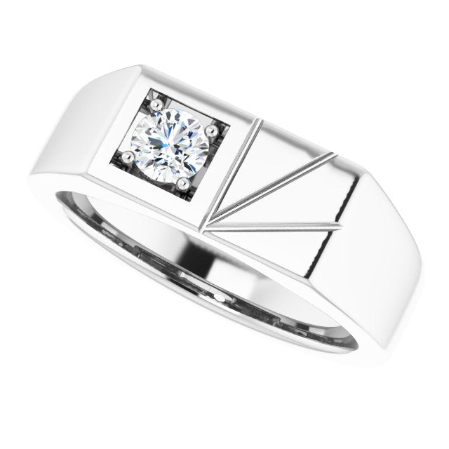 14K Gold Round Natural Diamond Solitaire Ring – 4.3mm Stones - White Gold - view 5
