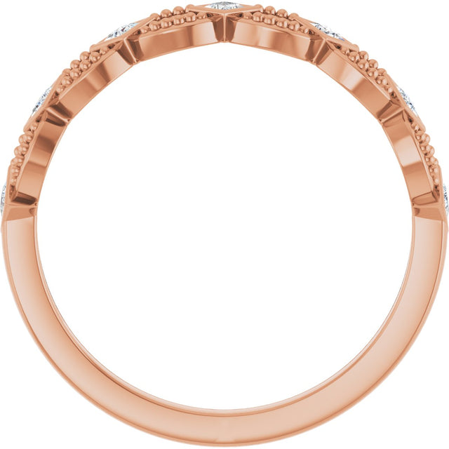 14K Gold Square Natural Diamond Bezel-Set Stackable Ring - Rose Gold - view 2