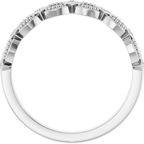Platinum Square Natural Diamond Bezel-Set Stackable Ring - view 2