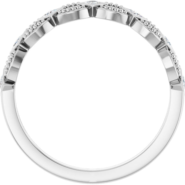 Platinum Square Natural Diamond Bezel-Set Stackable Ring - view 2