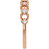 14K Gold Square Natural Diamond Bezel-Set Stackable Ring - Rose Gold - view 4