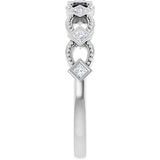 Platinum Square Natural Diamond Bezel-Set Stackable Ring - view 4