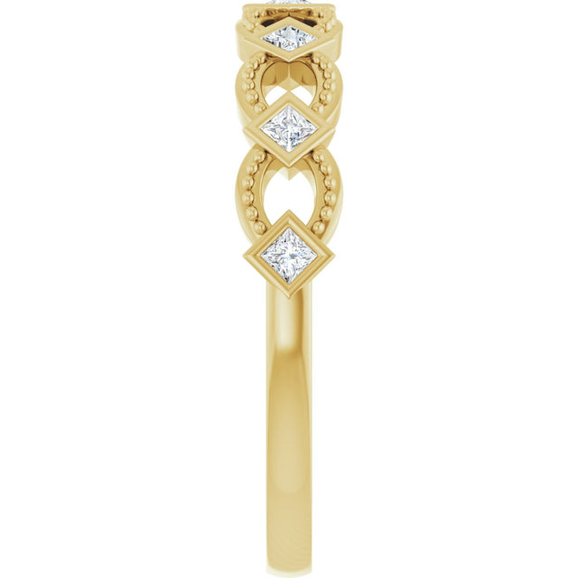 14K Gold Square Natural Diamond Bezel-Set Stackable Ring - Yellow Gold - view 4