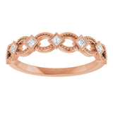 14K Gold Square Natural Diamond Bezel-Set Stackable Ring - Rose Gold - view 3