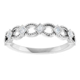 Platinum Square Natural Diamond Bezel-Set Stackable Ring - view 3