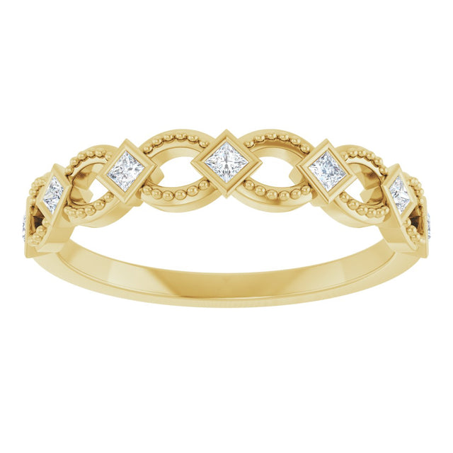 14K Gold Square Natural Diamond Bezel-Set Stackable Ring - Yellow Gold - view 3