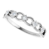 Platinum Square Natural Diamond Bezel-Set Stackable Ring - view 5