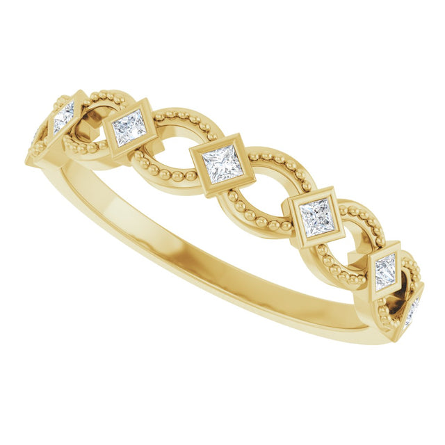 14K Gold Square Natural Diamond Bezel-Set Stackable Ring - Yellow Gold - view 5