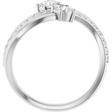 14K Gold Round Lab-Grown Diamond Two-Stone Bypass Ring – 4.1mm Stones - White Gold - view 2