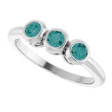 14K Gold Round Natural Alexandrite Three-Stone Bezel-Set Ring - White Gold - view 5