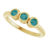 14K Gold Round Natural Alexandrite Three-Stone Bezel-Set Ring - Yellow Gold - view 5