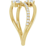 14K Gold Round Lab-Grown Diamond Two-Stone Bypass Ring – 4.1mm Stones - Yellow Gold - view 4