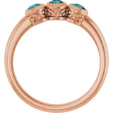 14K Gold Round Natural Alexandrite Three-Stone Bezel-Set Ring - Rose Gold - view 2