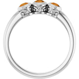 14K Gold Round Natural Citrine Three-Stone Bezel-Set Ring - White Gold - view 2