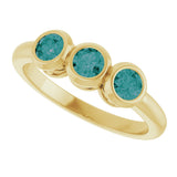 14K Gold Round Natural Alexandrite Three-Stone Bezel-Set Ring - Yellow Gold - view 5