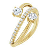 14K Gold Round Lab-Grown Diamond Two-Stone Bypass Ring – 4.1mm Stones - Yellow Gold