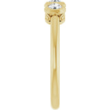 14K Gold Round Natural Diamond Three-Stone Bezel-Set Ring – 2.5-4mm Stones - Yellow Gold - view 4