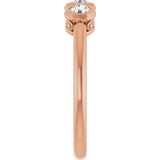 14K Gold Round Natural Diamond Three-Stone Bezel-Set Ring – 2.5-4mm Stones - Rose Gold - view 6