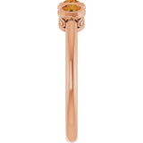 14K Gold Round Natural Citrine Three-Stone Bezel-Set Ring - Rose Gold - view 6