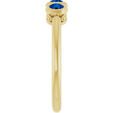 14K Gold Round Natural Blue Sapphire Three-Stone Bezel-Set Ring - Yellow Gold - view 4