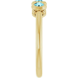 14K Gold Round Natural Blue Zircon Three-Stone Bezel-Set Ring - Yellow Gold - view 4