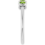 14K Gold Round Natural Peridot Three-Stone Bezel-Set Ring - White Gold - view 4