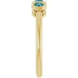 14K Gold Round Natural Alexandrite Three-Stone Bezel-Set Ring - Yellow Gold - view 4