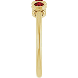 14K Gold Round Natural Mozambique Garnet Three-Stone Bezel-Set Ring - Yellow Gold - view 4
