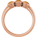 14K Gold Round Natural Citrine Three-Stone Bezel-Set Ring - Rose Gold - view 2