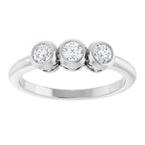 Platinum Round Natural Diamond Three-Stone Bezel-Set Ring - view 3