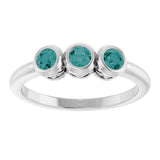 14K Gold Round Natural Alexandrite Three-Stone Bezel-Set Ring - White Gold - view 3