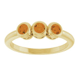 14K Gold Round Natural Citrine Three-Stone Bezel-Set Ring - Yellow Gold - view 3