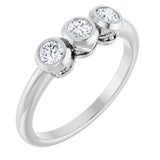 Platinum Round Natural Diamond Three-Stone Bezel-Set Ring