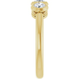 14K Gold Round Natural White Sapphire Three-Stone Bezel-Set Ring - Yellow Gold - view 4