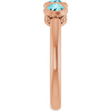 14K Gold Round Natural Blue Zircon Three-Stone Bezel-Set Ring - Rose Gold - view 4