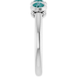 Platinum Round Natural Alexandrite Three-Stone Bezel-Set Ring - view 4
