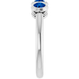 Platinum Round Natural Blue Sapphire Three-Stone Bezel-Set Ring - view 4