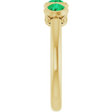 14K Gold Round Lab-Grown Emerald Three-Stone Bezel-Set Ring - Yellow Gold - view 4