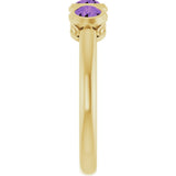 14K Gold Round Natural Amethyst Three-Stone Bezel-Set Ring - Yellow Gold - view 4
