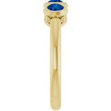 14K Gold Round Natural Blue Sapphire Three-Stone Bezel-Set Ring - Yellow Gold - view 4