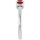Platinum Round Natural Mozambique Garnet Three-Stone Bezel-Set Ring - view 6