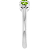 Platinum Round Natural Peridot Three-Stone Bezel-Set Ring - view 6