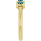 14K Gold Round Natural Alexandrite Three-Stone Bezel-Set Ring - Yellow Gold - view 4