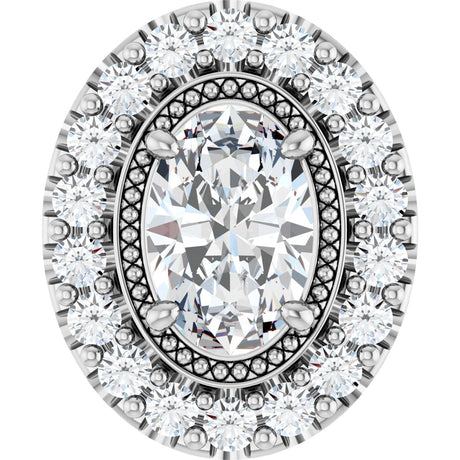 14K Gold Oval Lab-Grown Diamond Halo-Style Pendant – 5/8 CTW - White Gold